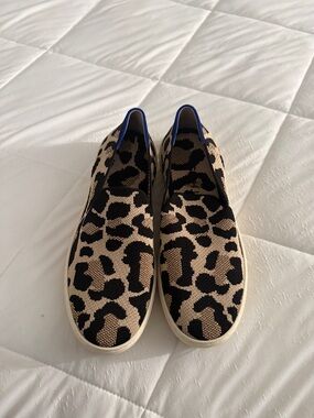 Rothy's Leopard Print Slip-On Mules - Beige & Black
